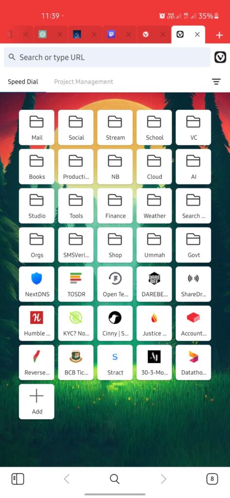 Customizing Vivaldi for Android: Speed Dial Folders